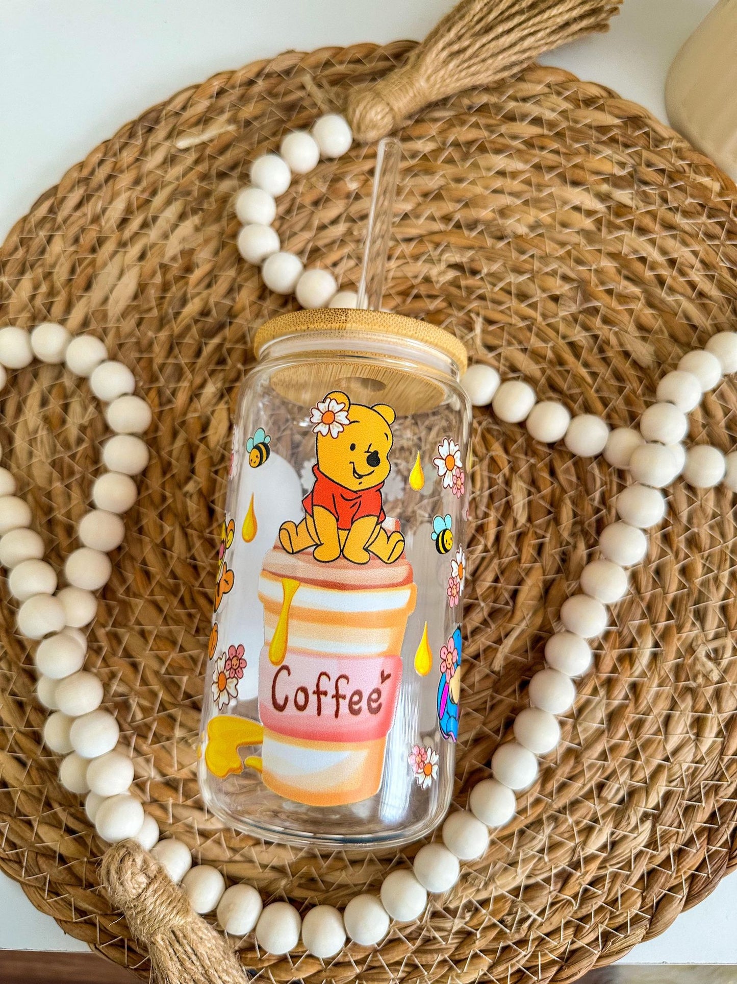 Winnie Pooh 16oz Clear Can Glass