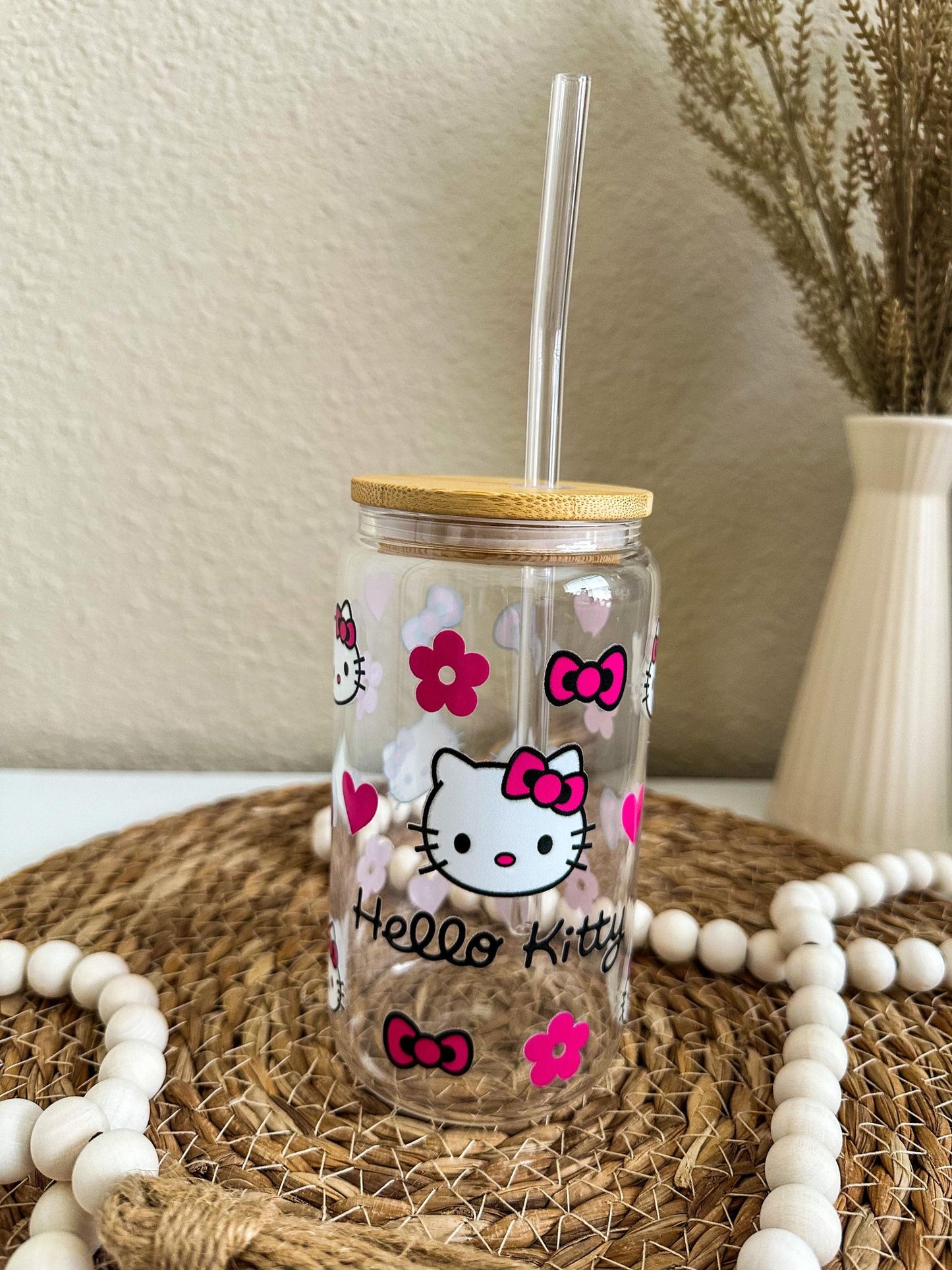 Hello Kitty 16oz Clear Can Glass