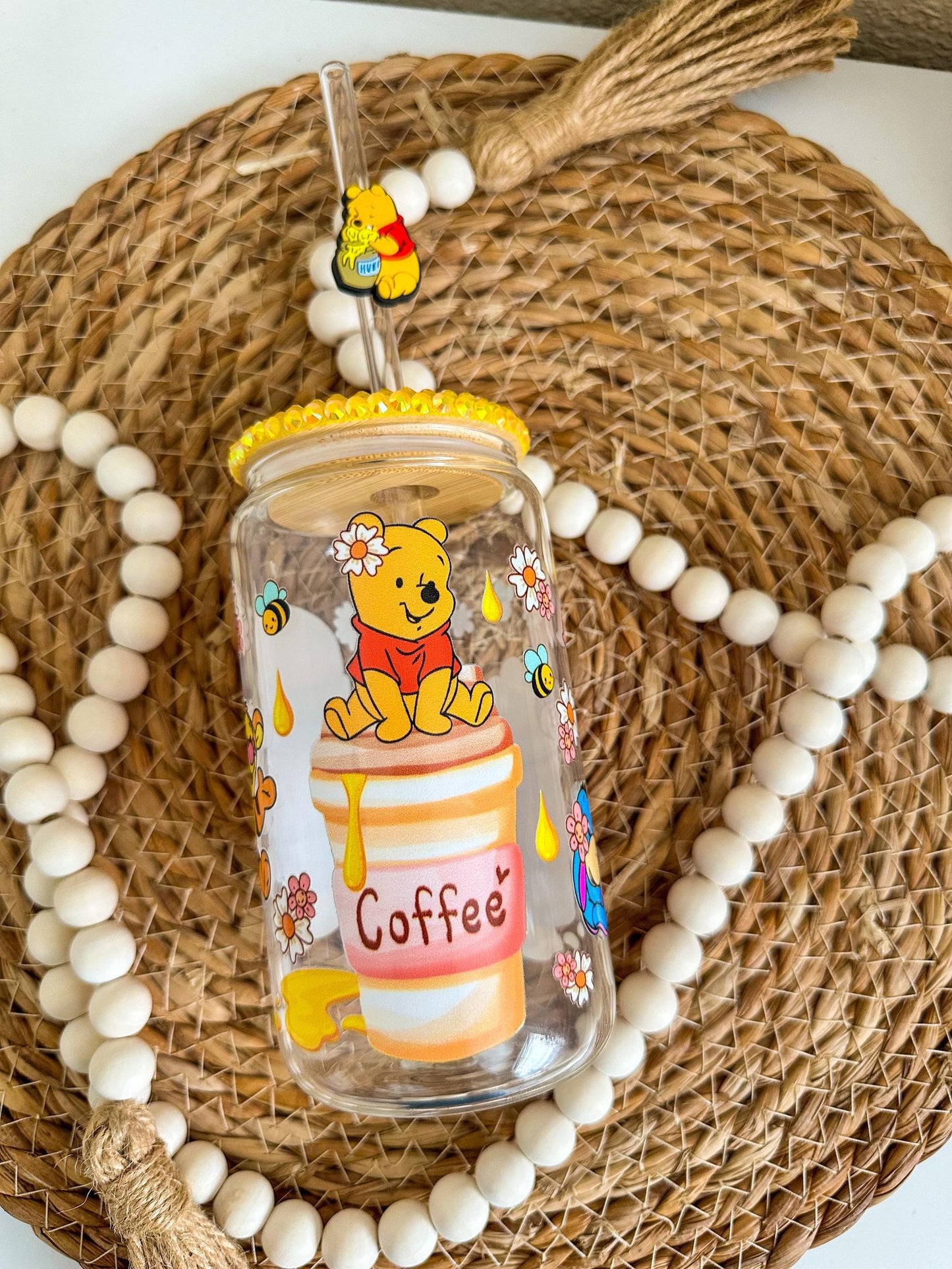 Winnie Pooh 16oz Clear Can Glass