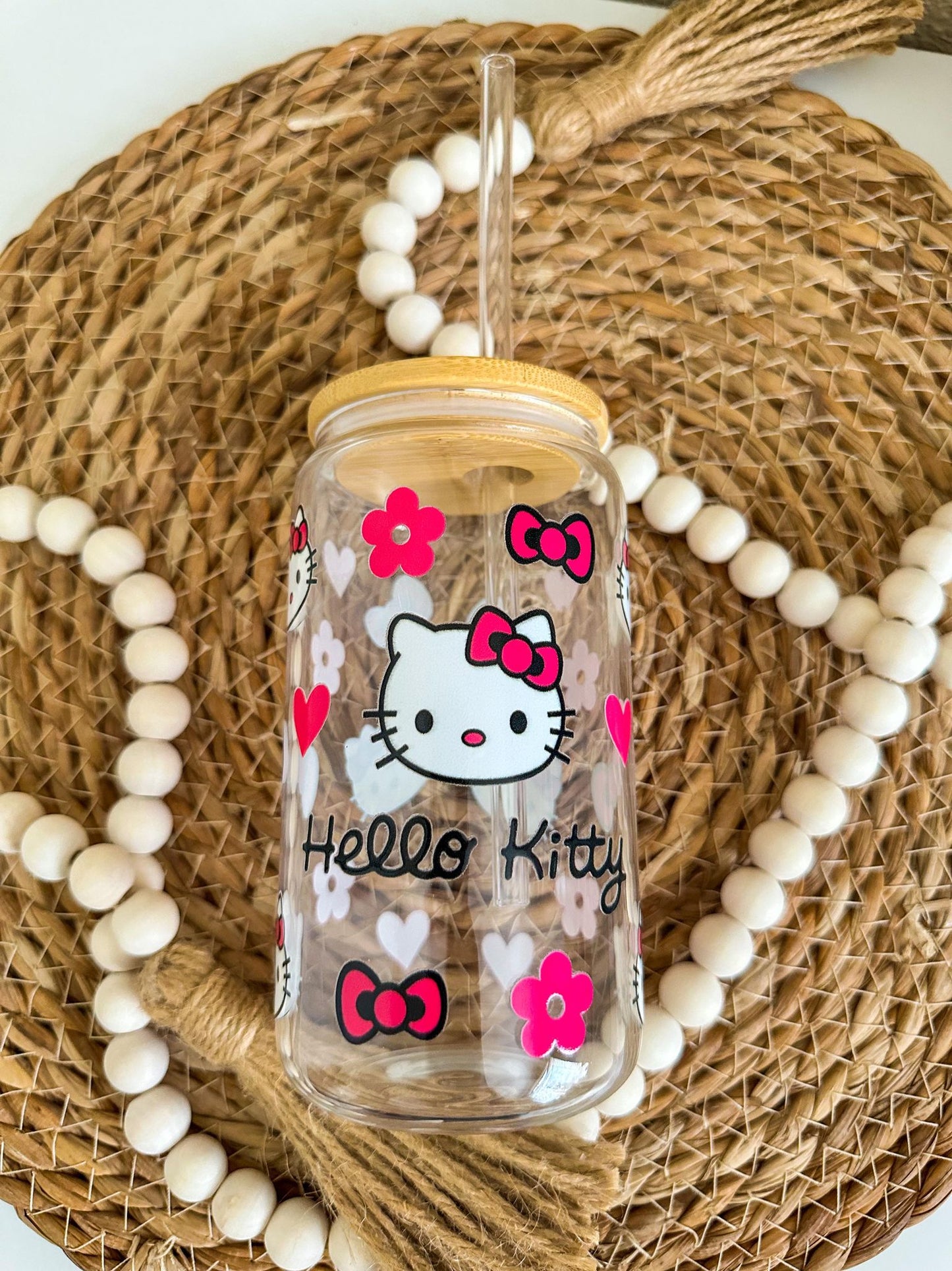 Hello Kitty 16oz Clear Can Glass