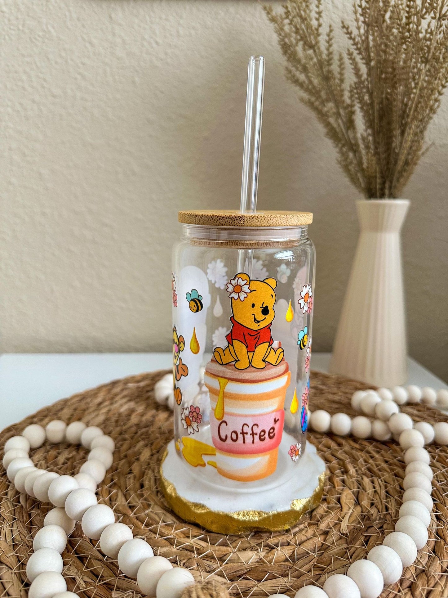 Winnie Pooh 16oz Clear Can Glass