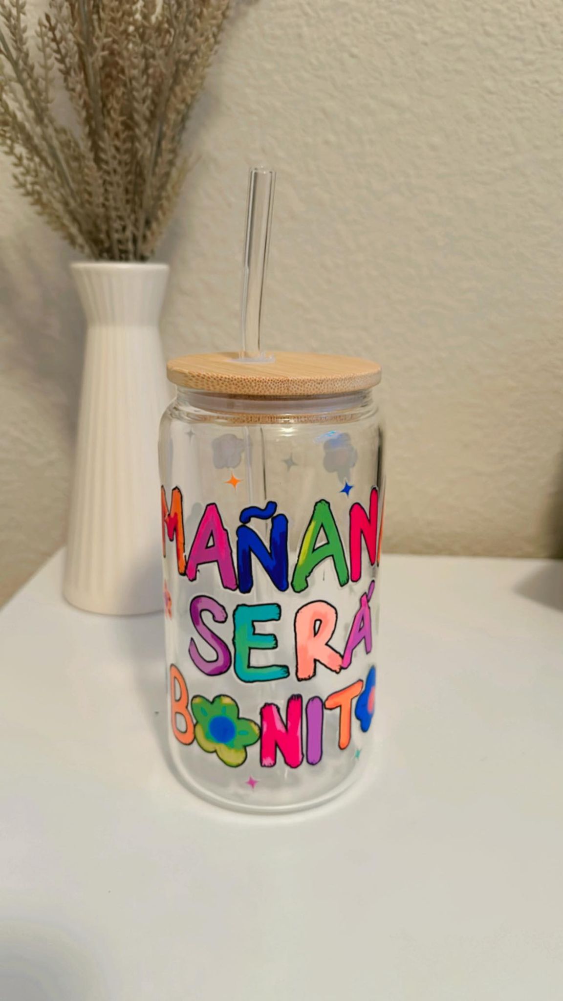 Mañana será bonito Clear Glass Can