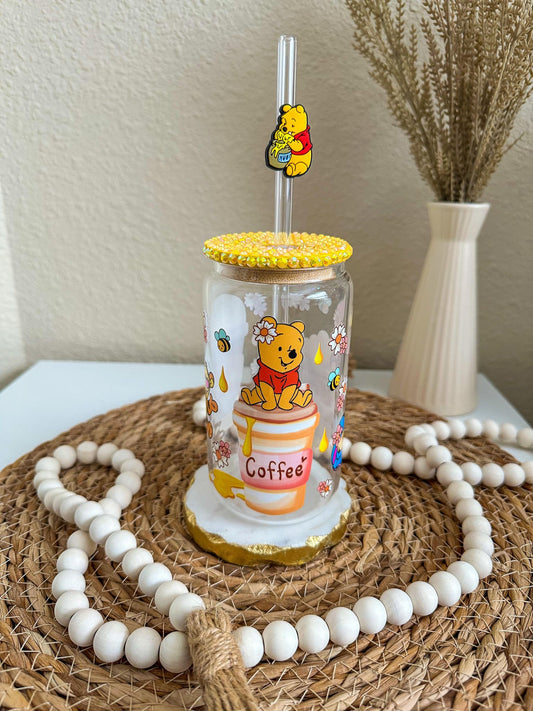 Winnie Pooh 16oz Clear Can Glass