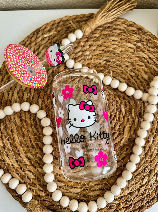 Hello Kitty 16oz Clear Can Glass