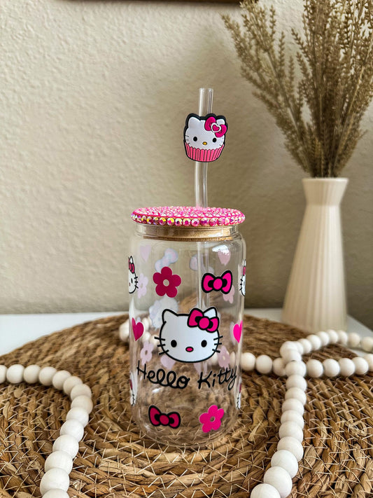 Hello Kitty 16oz Clear Can Glass