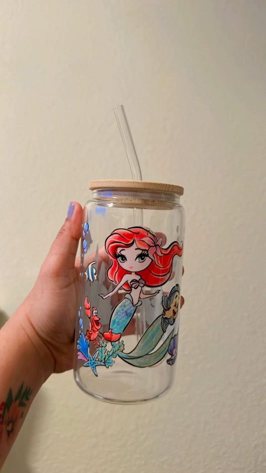 Ariel Princess Clear Can Glass 16 oz