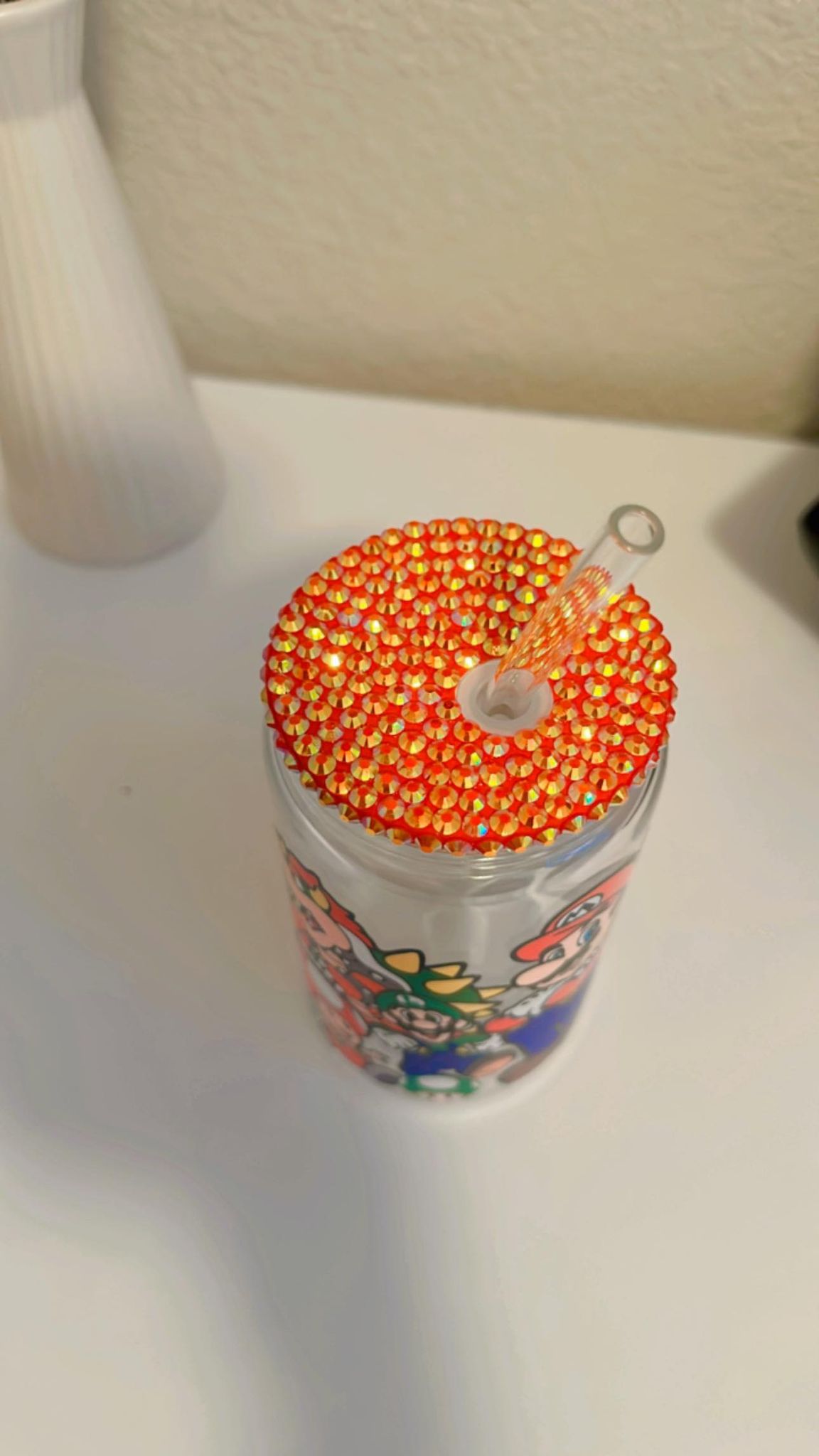 Mario Mushroom World Clear Glass Can