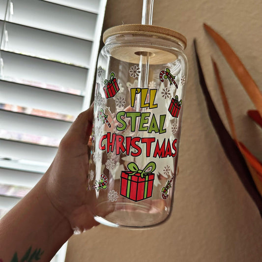 I'll Steal Christmas Grinch Clear Glass Can