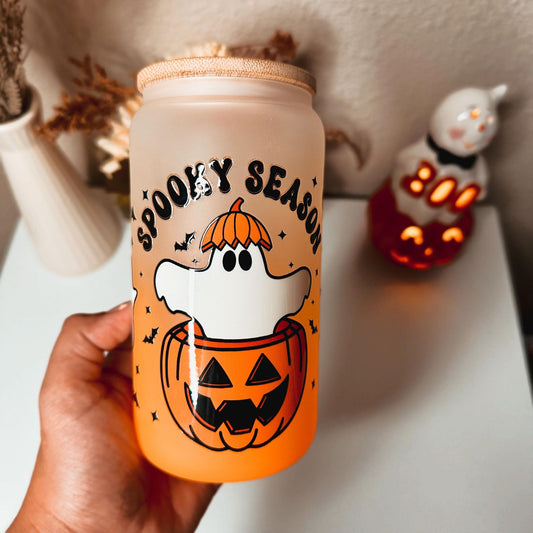 Jack-O Lantern Halloween Can Glass